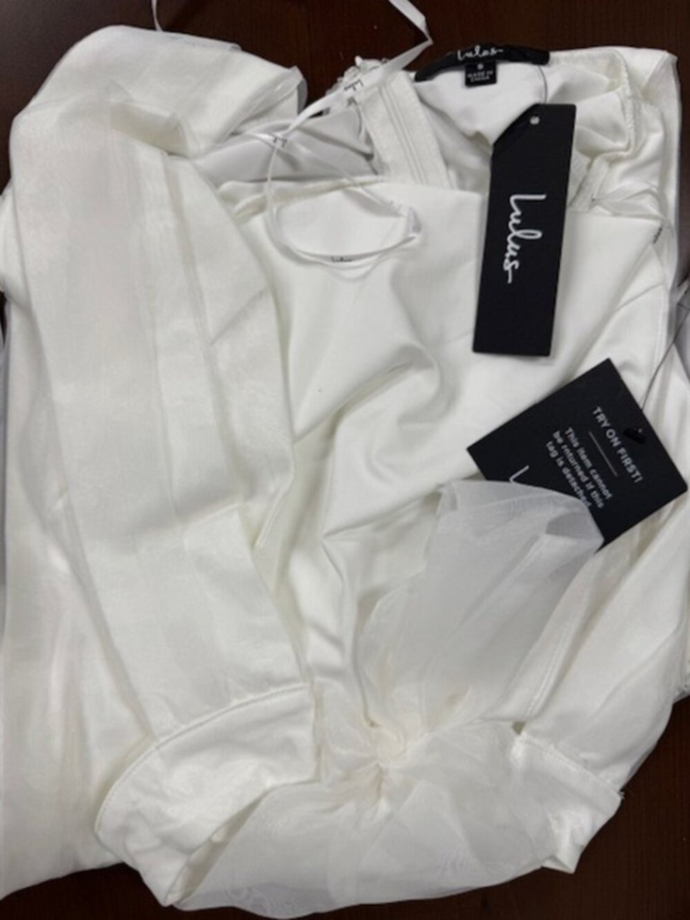 Lulus Flirtatious Aesthetic White Organza Backless Halter Mini Dress​ NWT - Picture 5 of 8
